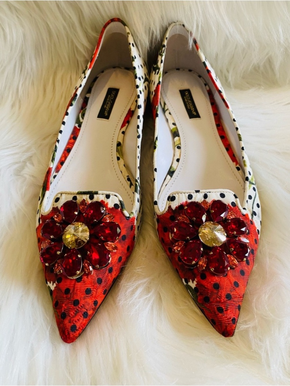 Authentic Dolce & Gabbana Taormina Crystal Embellished Flats Size 38/US 8 - Picture 14 of 15